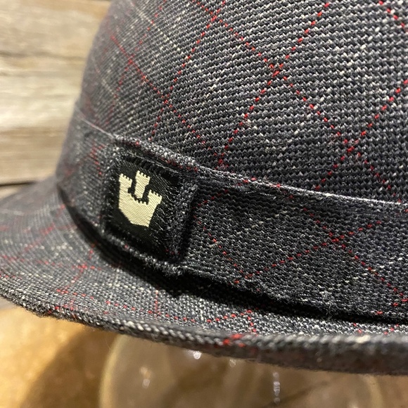 Goorin Bros Fedora in Grey with Burgundy and White Hatching - Like New, Size M - Picture 2 of 8
